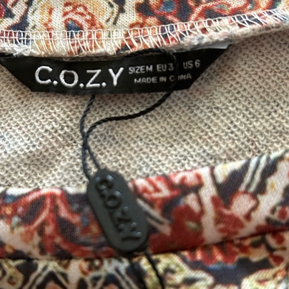 C.O.Z.Y Women Long Sleeve Blouse Size Medium Multicolor Cotton Blend Comfort Fit - Picture 6 of 9